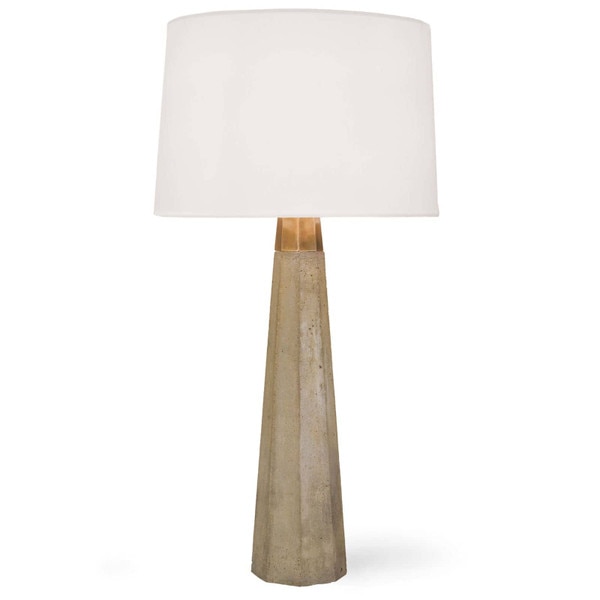 Concrete table lamp with a white linen shade